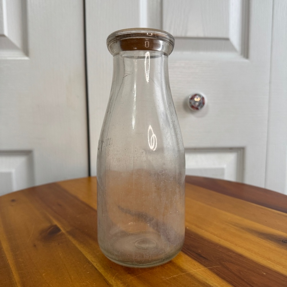 Vintage one pint glass milk jug